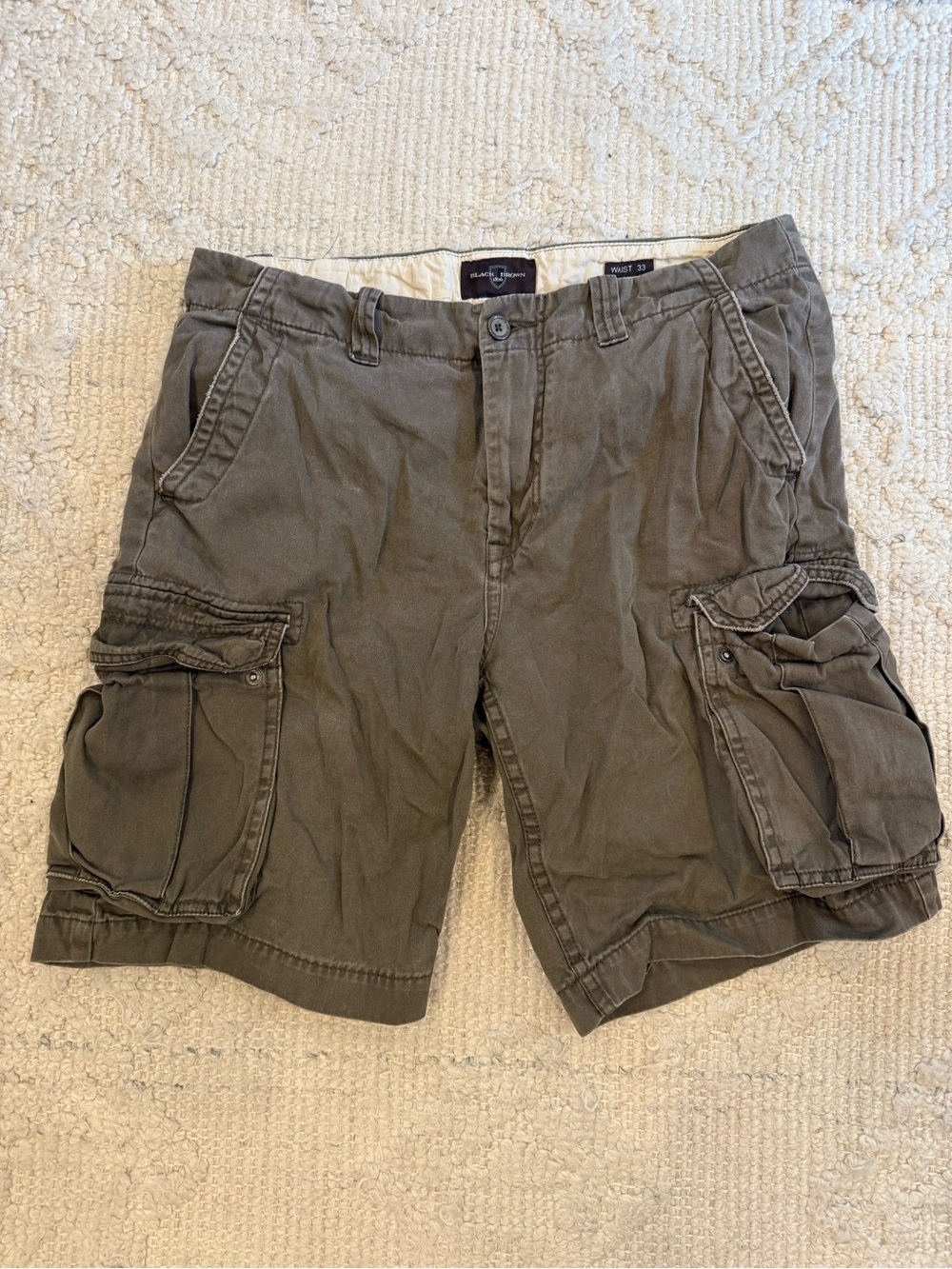 Black Brown 1826 Cargo Shorts, Olive, Men's Waist 33